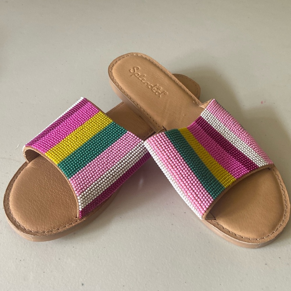 Splendid Pink Rainbow Flat Slide Sandals